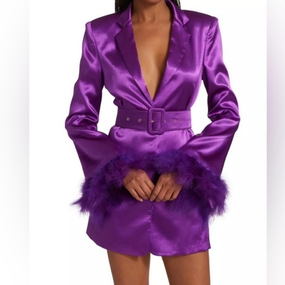 Bronx and Banco Dresses & Skirts - Bronx and Banco Odessa purple blazer Ostrich feather dress Size medium/US 6